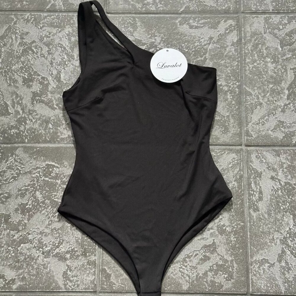 Luvalot Black One-Piece Bodysuit, Size USA: 4, Aus: Size 8 NWT One side Strap